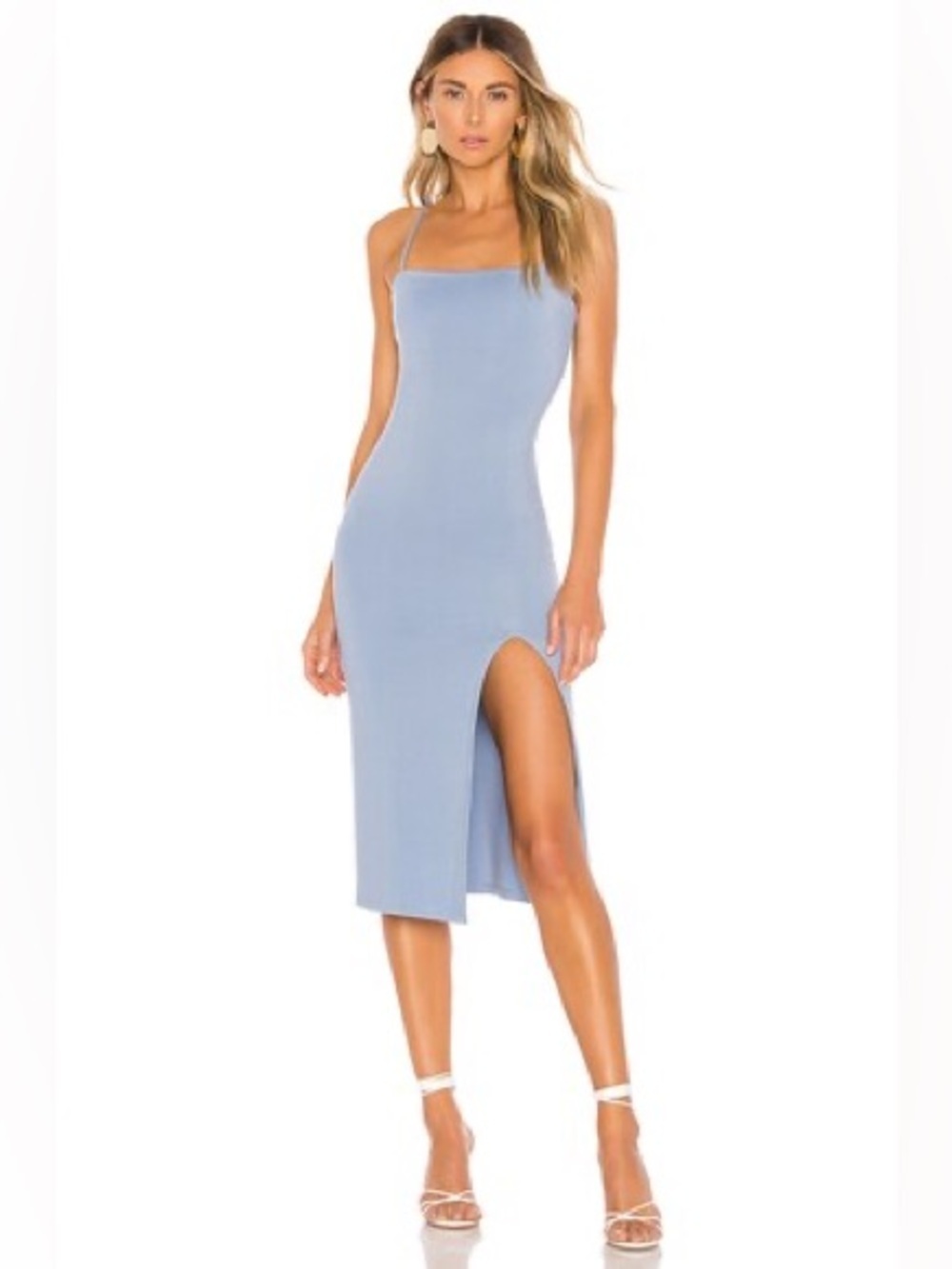 Lovers + Friends Revolve Skylar Blue Midi Slip Thigh Slit Dress Size Small NWOT